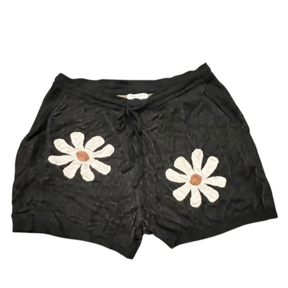 Ekouaer Sweater Lounge Shorts Women Floral Daisy Black White Medium Casual CUTE